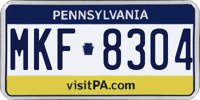 PA license plate MKF8304