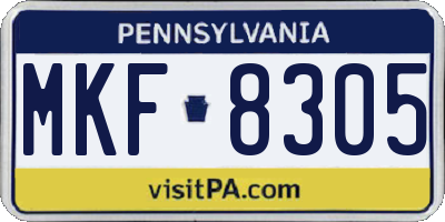 PA license plate MKF8305