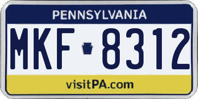 PA license plate MKF8312