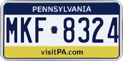 PA license plate MKF8324