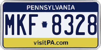 PA license plate MKF8328
