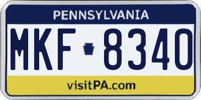 PA license plate MKF8340