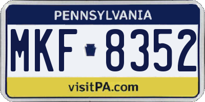 PA license plate MKF8352