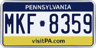 PA license plate MKF8359