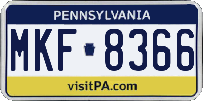 PA license plate MKF8366