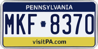 PA license plate MKF8370