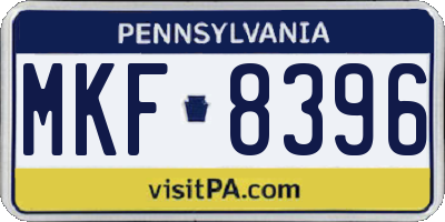 PA license plate MKF8396