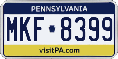 PA license plate MKF8399