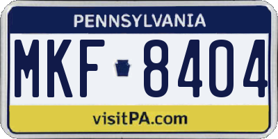 PA license plate MKF8404