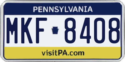 PA license plate MKF8408