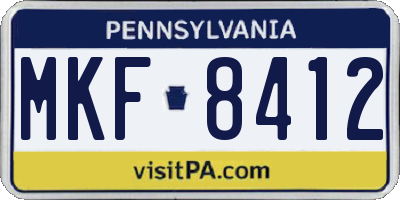 PA license plate MKF8412