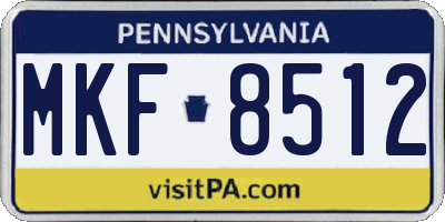 PA license plate MKF8512