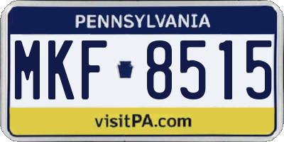 PA license plate MKF8515