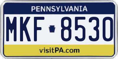 PA license plate MKF8530