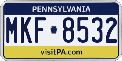 PA license plate MKF8532
