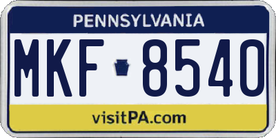 PA license plate MKF8540