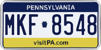 PA license plate MKF8548
