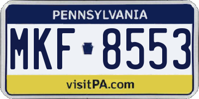 PA license plate MKF8553