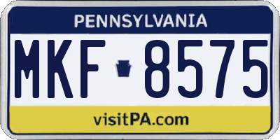 PA license plate MKF8575