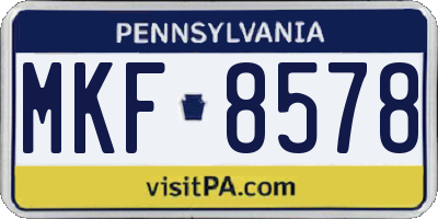 PA license plate MKF8578
