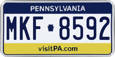 PA license plate MKF8592
