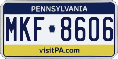 PA license plate MKF8606
