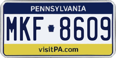 PA license plate MKF8609