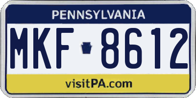 PA license plate MKF8612