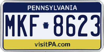 PA license plate MKF8623