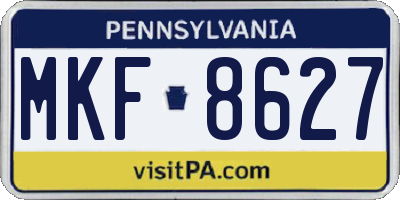 PA license plate MKF8627