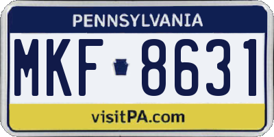 PA license plate MKF8631