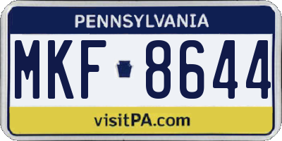 PA license plate MKF8644