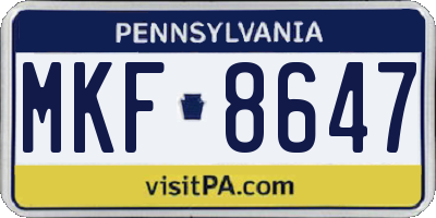 PA license plate MKF8647
