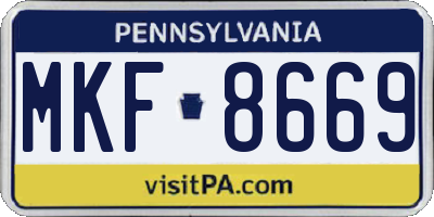 PA license plate MKF8669