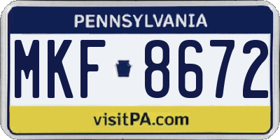 PA license plate MKF8672