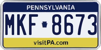 PA license plate MKF8673