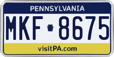 PA license plate MKF8675