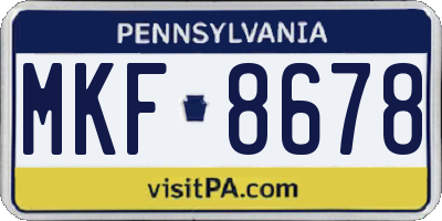 PA license plate MKF8678