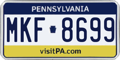 PA license plate MKF8699