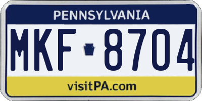 PA license plate MKF8704