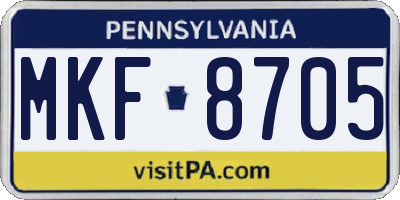 PA license plate MKF8705