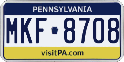 PA license plate MKF8708