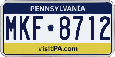 PA license plate MKF8712