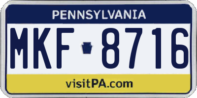 PA license plate MKF8716