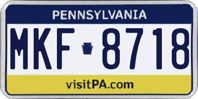 PA license plate MKF8718