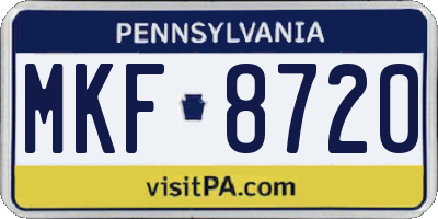 PA license plate MKF8720