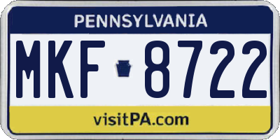 PA license plate MKF8722
