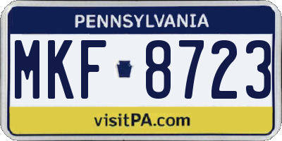 PA license plate MKF8723