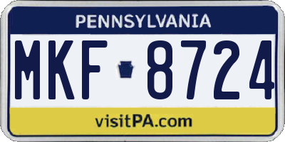 PA license plate MKF8724