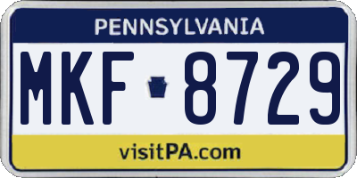 PA license plate MKF8729